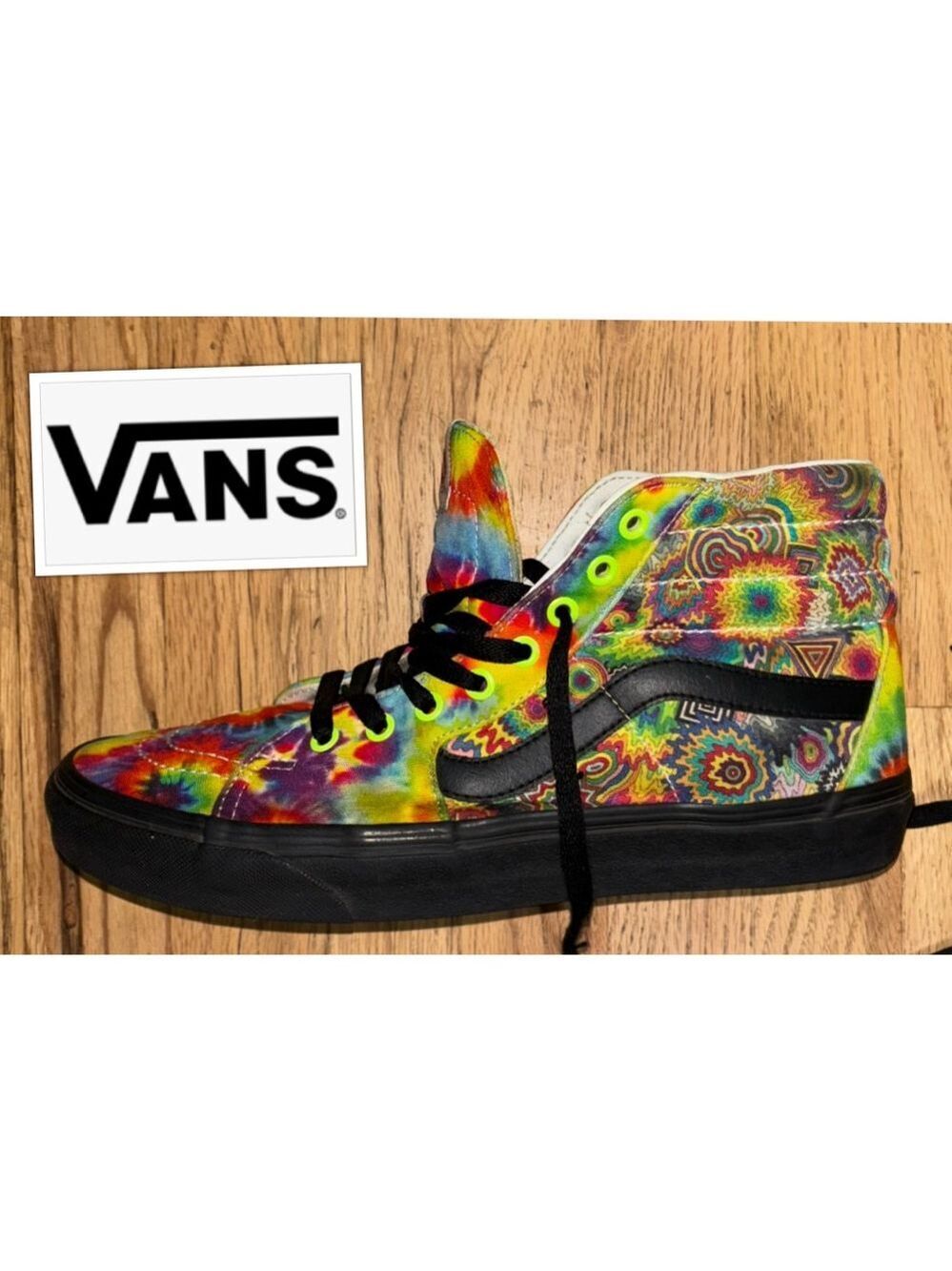 Vans RARE psychedelic Tie Dye Sk8-Hi Top Skateboard Streetwear Sneakers Men’s 10
